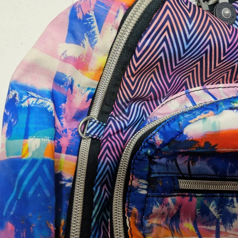 Kipling Backpack Kids Blue Pink Orange Palm Tree‎ Chevron BP4406-9BD - Picture 9 of 16